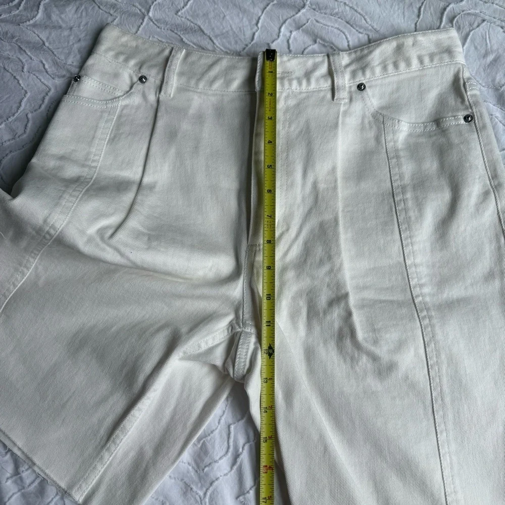 Derek Lam Long White Jean Shorts with Slit Side Detail